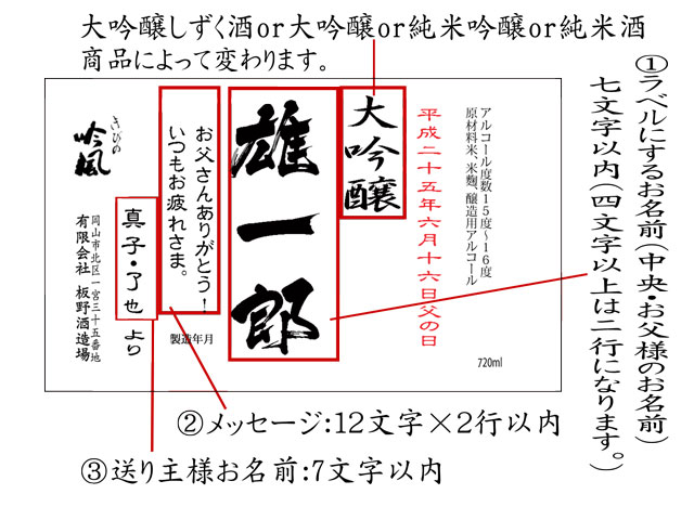 父の日日本酒ギフト名入れラベル酒　父の日おすすめ ラベル説明